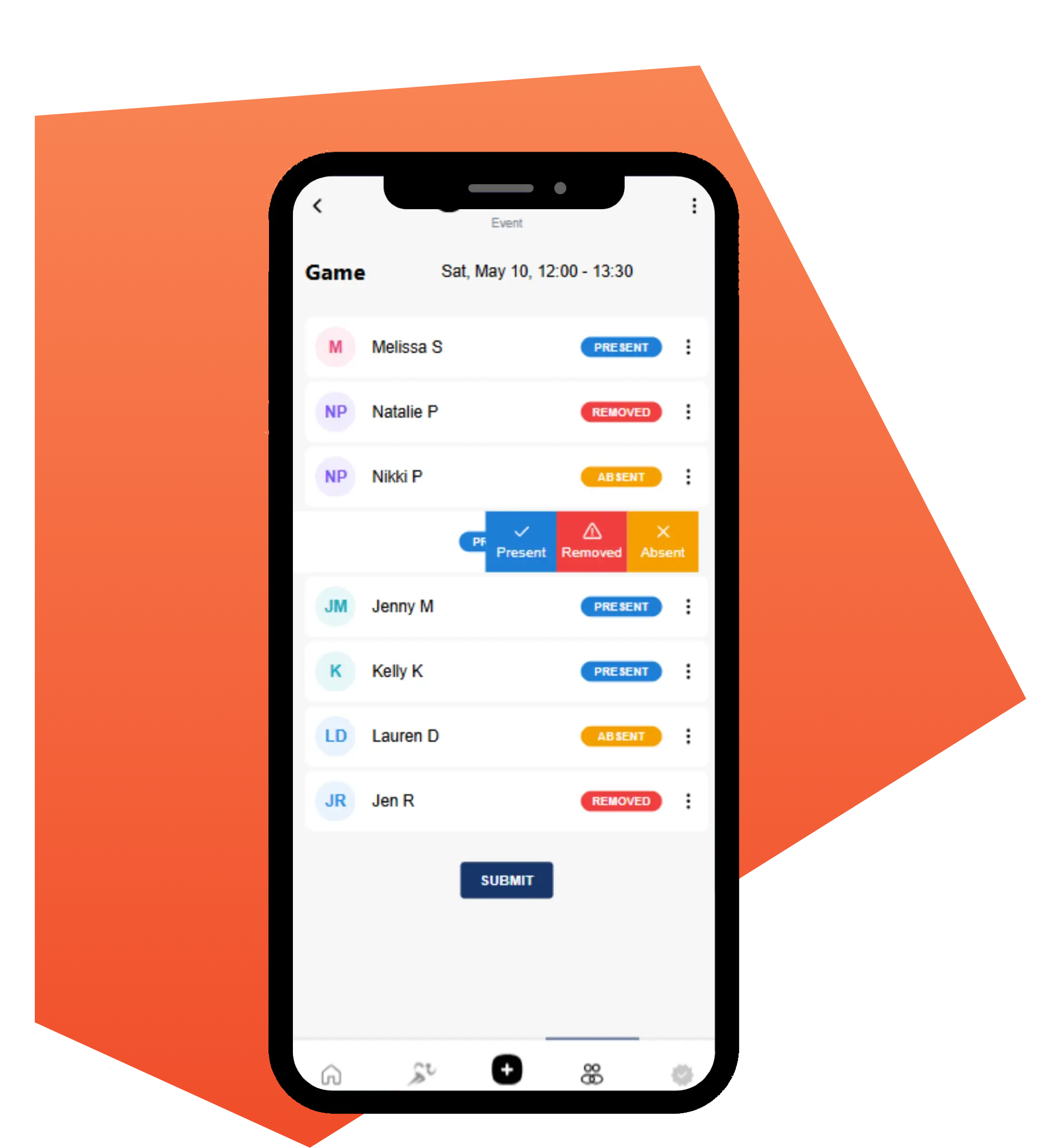 Coach using LineUp software for injury reporting